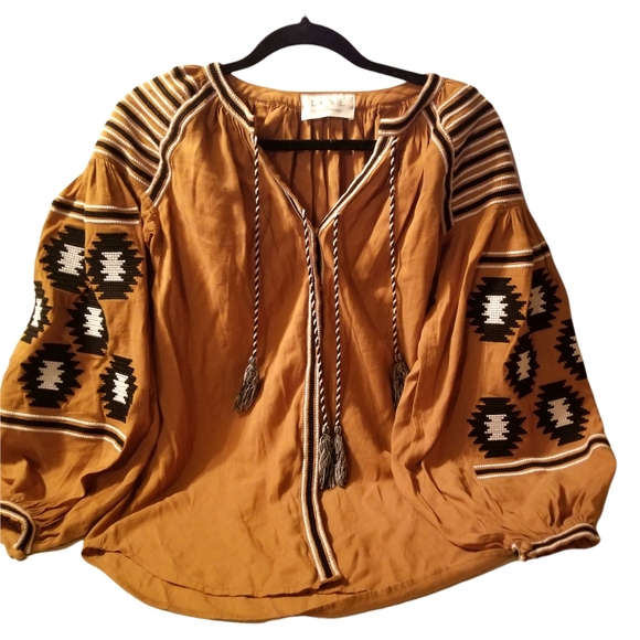 Luxe by Style Keepers Aztec Balloon Sleeves Tunic Top Size Free - Picture 10 of 14